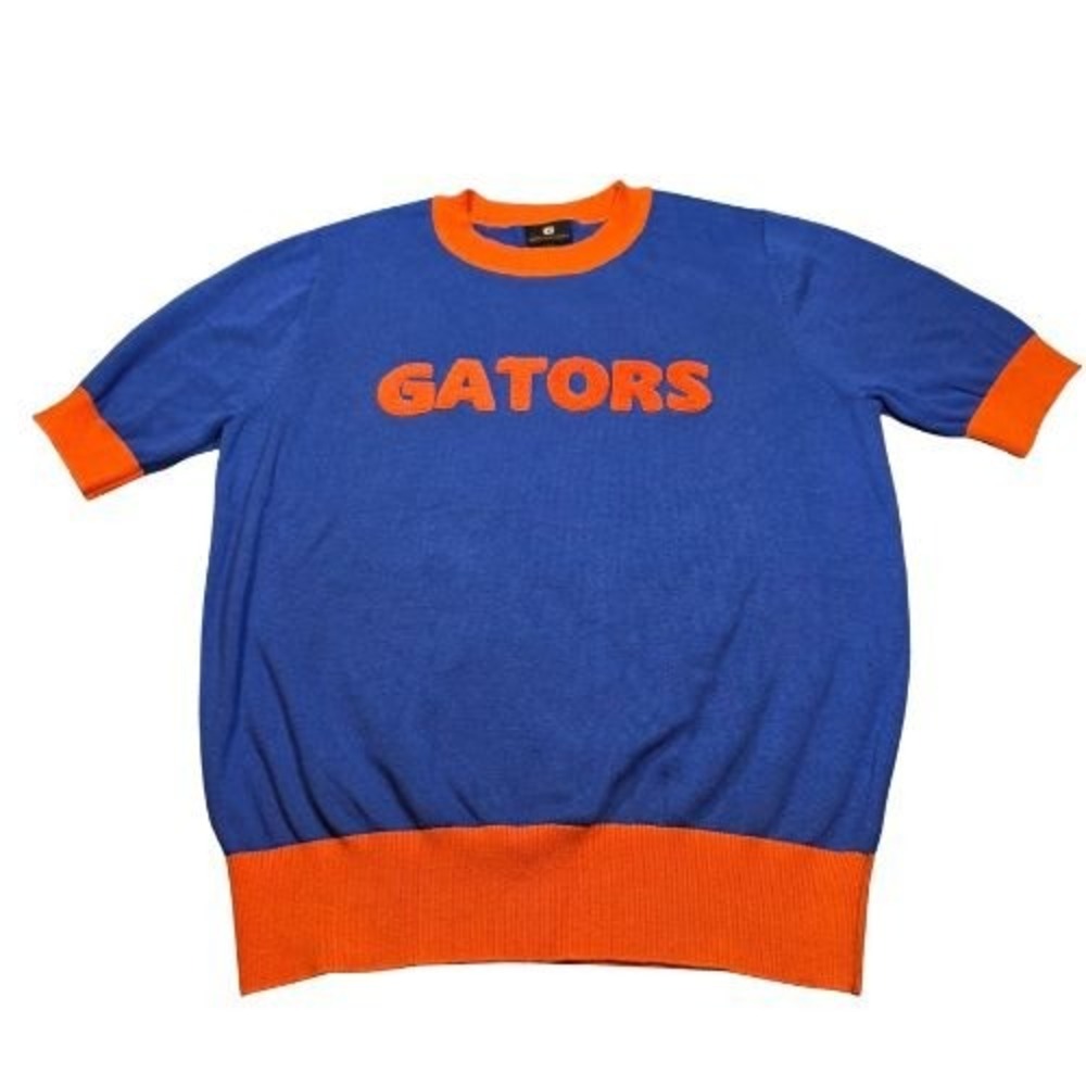 Florida Gators Gameday Girl Blue Orange Knit Short Sleeve Sweater Top Cheer New